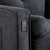 Harper & Bright Designs 76.5-Inch Modern Sofa Couch with 2 Side Pockets, USB Ports on Armrests and LED Lights – Linen Fabric 3-Seater for Living Room, Apartment or Office in Black Harper & Bright Designs