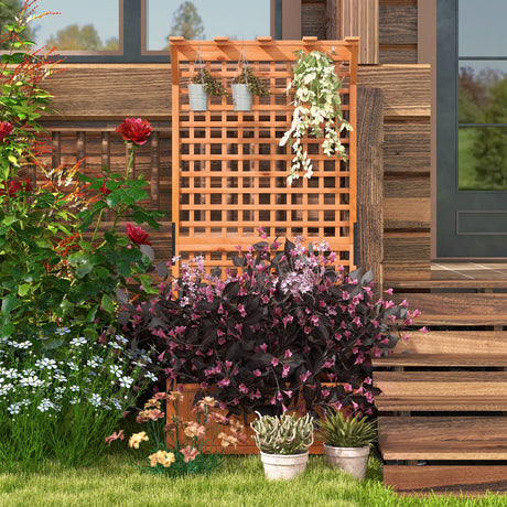 Giantex Raised Garden Bed with Trellis & Roof, 72.5" Wooden Garden Bed, High Trellis for Plant Flower Climbing Pot Hanging, Indoor & Outdoor Planter Box for Yard, Garden, Balcony Giantex