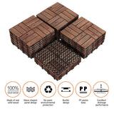 Yaheetech 27PCS Wooden Decking Tiles 12 x 12in Hardwood Interlocking Patio Deck Tiles Composite Balcony Floor Covering for Platform Patio Garden Pathway 1 sq. ft, Brown Yaheetech