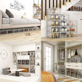 SEE SPRING 12 Pack Shoe Storage Box, Clear Plastic Stackable Shoe Organizer for Closet, Space Saving Foldable Shoe Rack Sneaker Container Bin Holder SEE SPRING