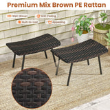 Tangkula Set of 2 Patio Ottomans, Multipurpose Rattan Ottomans w/Padded Quick Dry Foam & Heavy-Duty Metal Legs, Outdoor Wicker Footrest Extra Seating for Poolside, Backyard All Weather Resistant Tangkula