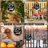 Glenmal 16 Pcs Seasonal Dachshund Door Decor for All Season and Holiday Hanging Cute Christmas Dachshund Welcome Sign Rustic Wooden Farmhouse Front Door Signs Outdoor(Black with Plaid Frame) Glenmal