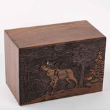 INTAJ Handmade Wooden Cremation Urn for Human Ashes - Deer Engraved Wooden Burial Urns Hand-Crafted - Funeral Cremation Urn for Ashes (Rosewood, XL INTAJ