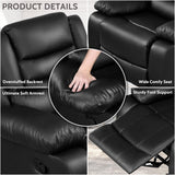 PrimeZone Oversized Rocker Recliner Chair - Comfy Wide Lazy Boy Recliner Chair with Overstuffed Armrest, Faux Leather Manual Reclining Chairs for Living Room, Bedroom, Home Theater Seating, Black PrimeZone
