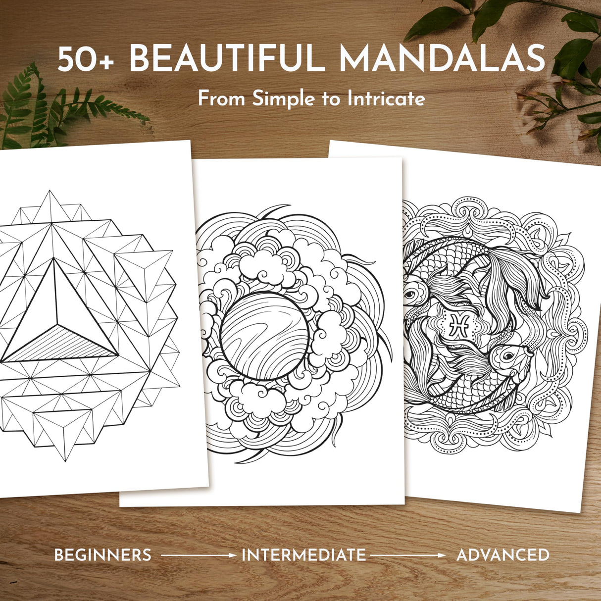 RYVE Mandala Coloring Book for Adults – 50 Unique Designs, Spiral Bound, Stress Relief & Relaxation Mindfulness Art Therapy | No-Bleed Paper | Easy-to-Tear Pages for Framing RYVE