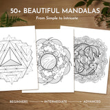 RYVE Mandala Coloring Book for Adults – 50 Unique Designs, Spiral Bound, Stress Relief & Relaxation Mindfulness Art Therapy | No-Bleed Paper | Easy-to-Tear Pages for Framing RYVE