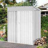 Zynfylus 5x3 FT Outdoor Storage Shed Garden Shed Tool Shed with Lockable Door and Sloping Roof, Durable Metal Storage Shed for Backyard, Outside, Patio, White Zynfylus
