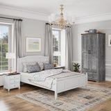 Brafab Armoire Wardrobe Closet with 2 Modern Doors, 71" Tall Freestanding Closet Wardrobe Cabinet with Drawers and Hanging Rail, Wooden Storage Cabinet with Shelve for Bedroom, Kids' Room, Grey Brafab