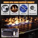 Kurapika 15 Pieces Patio Furniture Set, Rattan Wicker Outdoor Conversation Sets w/43in Propane Fire Pit Table and 4 Inch Cushion(Red) Kurapika