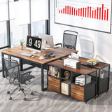 Tribesigns 2 Drawer Wood File Cabinets, Modern Mobile Lateral Filing Cabinet for Letter/ A4 Size, Printer Stand with Open Storage Shelves and Drawer for Home Office, Rustic Walnut Tribesigns
