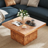 YITAHOME Coffee Table Square LED Coffee Table, Burl Wood Grain Tea Coffee Tables for Living Room/Apartment, Modern Wooden Center Table for Office Decor, Burl Wood YITAHOME