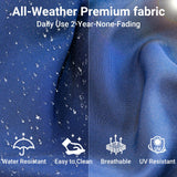 Jing's Villa 5-Piece Patio Furniture Set, All-Weather Outdoor Wicker Sectional Sofa with Cushions, Tempered Glass Table & Ottoman,Rattan Conversation Seating for Porch, Garden, Backyard,Navy Jing's Villa