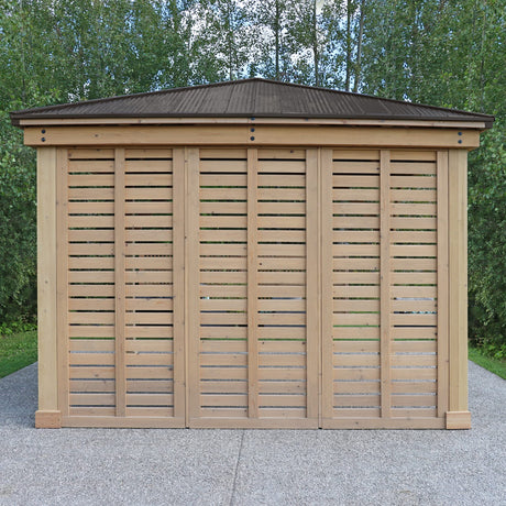 Yardistry 10' Meridian Wooden Privacy Wall, Fits One Side of 10' Meridian Gazebos, Cedar Yardistry