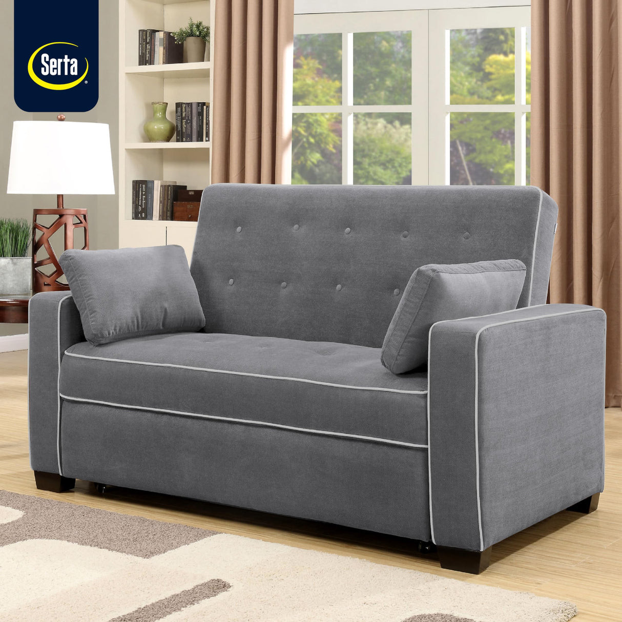 Serta Ainsley Loveseat with Pull Out Sleeper Microfiber Charcoal Full Serta