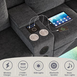ZSDT Sectional Couches for Living Room, 6 Seat Sectional Sofa Smart Module-Bluetooth Speaker/RGB Light/Charging Station, Chenille U Shaped Couch with 2 Movable Storage Ottomans (Dark Grey) ZSDT
