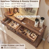 Farmhouse 7 Drawers Dresser for Bedroom, Large Chest of Drawers with Thick Plank Styling, Wood Closet Dresser for Bedroom or Living Room, Reclaimed Barnwood Color RedLemon