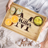 Premium Monogrammed Bamboo Wood Serving Tray with Handles - Personalized and Custom Engraved for Free The Wedding Party Store