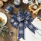 Whaline Christmas Ribbons 20 Yards Blue Silver Snowflake Wired Edge Ribbon Winter Fabric Craft Ribbon for Xmas Wreath Bow Making DIY Crafts Wrapping Supplies, 2 Rolls Whaline