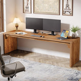 Tribesigns 78.7 Inches Long Computer Desk, Wooden Extra Long Double Desk Workstation for 2 People, Brown Tribesigns