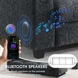 Merax 96" Chenille Sofa Recliner with Cup Holders, USB Charger & Bluetooth Speaker, 3 Seat Convertible to Loveseat Cloud Couches, Theater Double Seating W/Drop Down Table & Storage Armrest, Black Merax