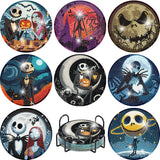 8 Pcs Halloween Diamond Painting Coasters Kits for Adults Beginners, DIY Horror Skull Diamond Art Coasters with Holder, Full Drill Rhinestone Painting Coaster Kits for Supplies Gifts 4X4 Inch. MBNTJHT