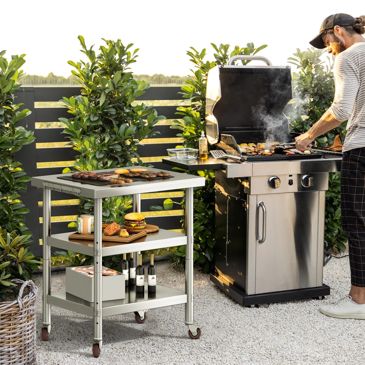 YITAHOME NSF Stainless Steel Table, 36" X 24" Work Table with Wheels, 3 Shelves Metal Table Prep Table for Home Kitchen Restaurant Garage Warehouse Outdoor YITAHOME