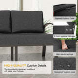 Trumbeak Aluminum Patio Furniture Set with 55,000 BTU Propane Fire Pit Table,7 Seats Metal Modern Outdoor Furniture w/5.1" Cushions,Patio Sectional w/Swivel Chairs for Patio,Backyard,Black Trumbeak