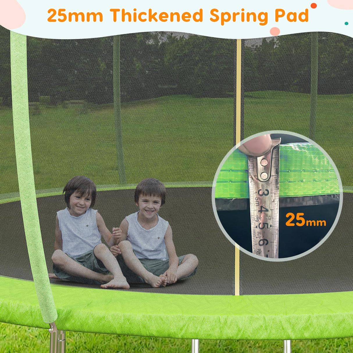 Garveetools Trampoline 10FT 12FT 14FT 16FT with Enclosure & Ladder, ASTM Approved Heavy-Duty Outdoor Recreational Trampoline for Kids Adults, 440LB Capacity (Green, 12FT) Garveetools