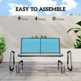 Outsunny 2-Person Outdoor Glider Bench, Patio Double Swing Rocking Chair Loveseat w/Powder Coated Steel Frame for Backyard Garden Porch, Blue Outsunny