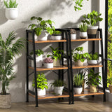 3-Tier Bookshelf, Ladder Shelf, Industrial Bookcase with Steel Frame, Metal Small Bookcase, Stand up Shelves for Living Room, Home Office, Kitchen, Bedroom, Industrial Style（Rustic Brown & Black） Homedawn