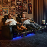 MCombo Dual Motors Leather Recliner with Power Headrest, Home Theater Seating with Armrest Storage HTS422 (Black) MCombo