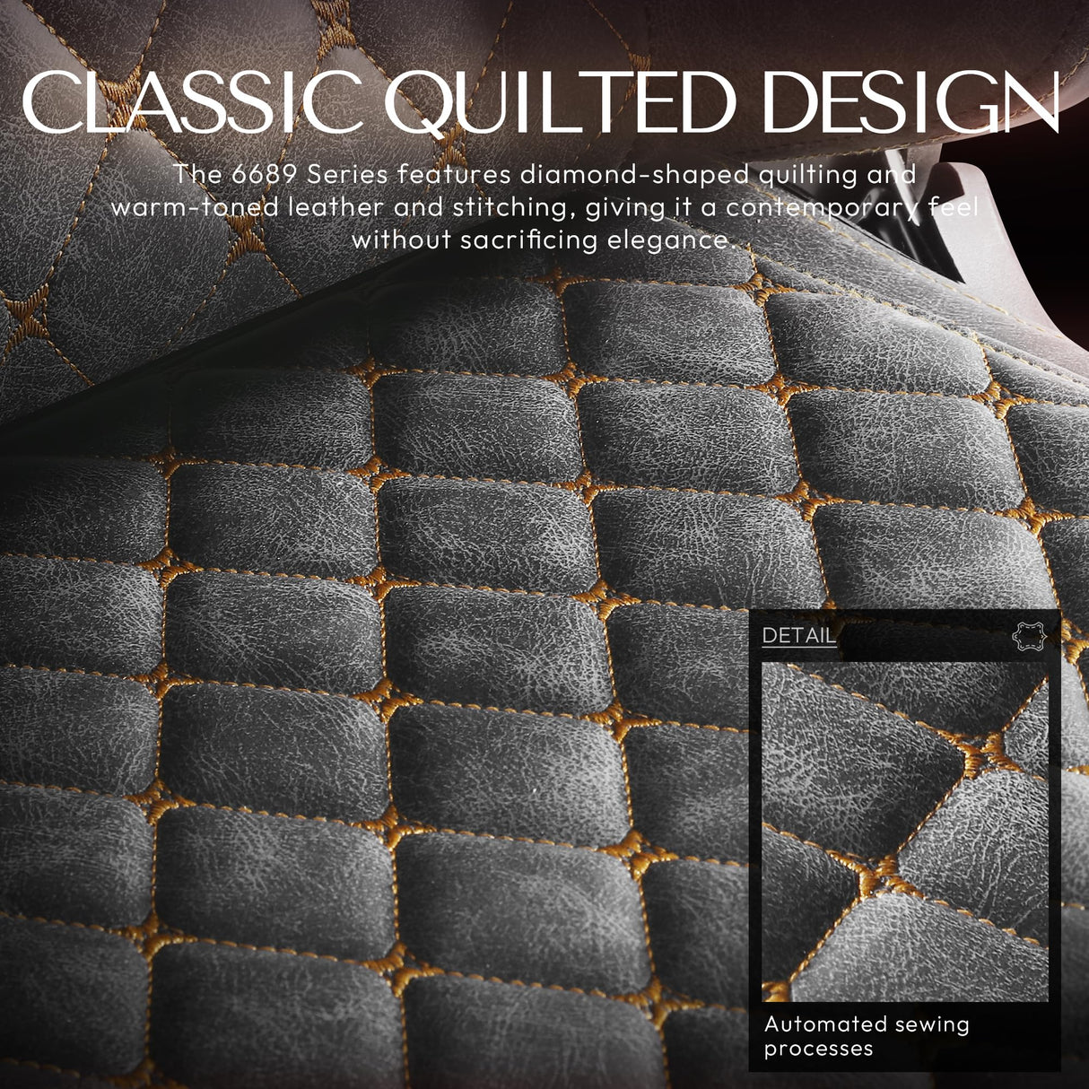 Dowinx Gaming Office, PC with Massage Lumbar Support, Vintage Style PU Leather High Back Adjustable Swivel Task Chair with Footrest (Light Grey) Dowinx