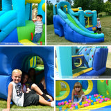 Bounceland Ultimate Combo Inflatable Bounce House, 12 ft L x 10 ft W x 8 ft H, Basketball Hoop, Obstacle Wall, Fun Tunnel, Slide and Bounce Area for Kids Bounceland