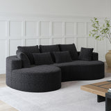 KEIKI 105" L Shaped Corner Couch with Chaise, Upholstered Curved Sectional Sofa, Chenille Sectional Couch for Living Room, Bedroom, Black KEIKI