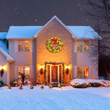 Yaheetech 48in Large Artificial Christmas Wreath, Pre-lit Holiday Accent Decoration with Red Bow, 200 LED Lights & 720 PVC Tips, Metal Structure for Door Wall & Mantel Yaheetech