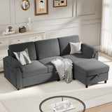 Meilocar Sectional Couches for Living Room, L Shaped Couch with Side Storage Pockage, Comfortable 3 Seat Sofa Couches for Apartment, Grey Meilocar