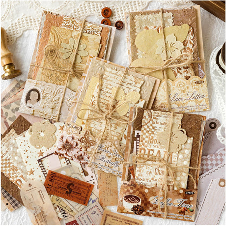 Diuhofart 148 Pieces Vintage Scrapbooking Kit, 4 Assorted Brown Themes Scrapbook Papers and Journaling Stickers Collage Materials, Ephemera for Junk Journal Supplies, Crafts Arts, Scrap Booking Diuhofart