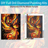 Phoenix Diamond Painting Kits for Adults,Fire Phoenix Diamond Art Kits for Beginners, 5D DIY Full Round Drill Diamond Painting gem Art for Adults, Home Wall Decor 12 x 16 Inch Generic