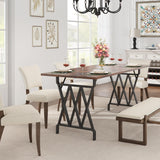 IDEALHOUSE Rectangular Dining Table, 70.9-Inch Long Dining Table for 6 People, Farmhouse Rustic Kitchen Table with Heavy Duty Metal Legs for Dining Room IDEALHOUSE