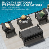 NATURAL EXPRESSIONS Outdoor Patio Furniture 4 Pieces Set, Modern Patio Conversation Sets, Outdoor Sectional Metal Sofa with 5.5 Inch Cushion and Coffee Table,Black NATURAL EXPRESSIONS