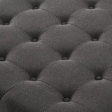 Acosure Large Square Storage Ottoman with Wooden Legs,Upholstered Button Tufted Coffee Table with Nail Trims,Easy to Install,for Living Space,Dark Gray Acosure