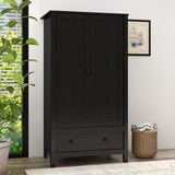 Panana 2 Door Wardrobe, Armoire with Drawer for Bedroom (Black) Panana