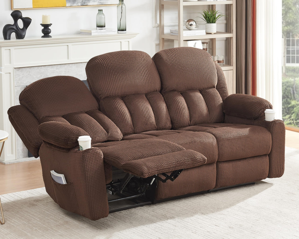 Jocisland Recliner Couch, Reclining Sofa with Cup Holders, 3 Seater Reclining Couch with Dual Wingback, Comfy Recliner Sofas for Living Room(Brown) Jocisland