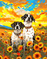 Yunnuo Dog Paint by Numbers Kit for Adults Beginners,Sunflower Acrylic Adult Paint by Number Kits on Canvas, Animals and Sunset Digital Oil Painting by Numbers for Home Decor Gifts 16"x20" Yunnuo