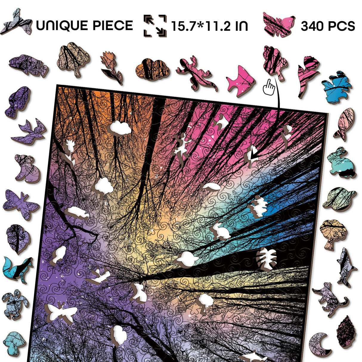 Hard Impossible Wooden Puzzles for Adults 340 Piece, Challenging Difficult Wood Puzzles for Adults, Colorful Gradient Puzzle for Adult BBOLDIN