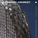 Joyside Outdoor Patio Couch Wicker Sofa - 3 Seater Rattan Sofa for Outside Patio Garden with Deep Seating and Olefin Cushions(Mixed Grey/Blue) Joyside