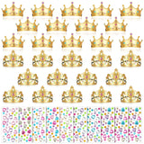 Yaomiao 66 Pieces Foam Princess Tiaras DIY Crowns Kids Party Favors Craft Crystal Diamond Sticker Girls Making Your Own Tiara (Gold) Yaomiao