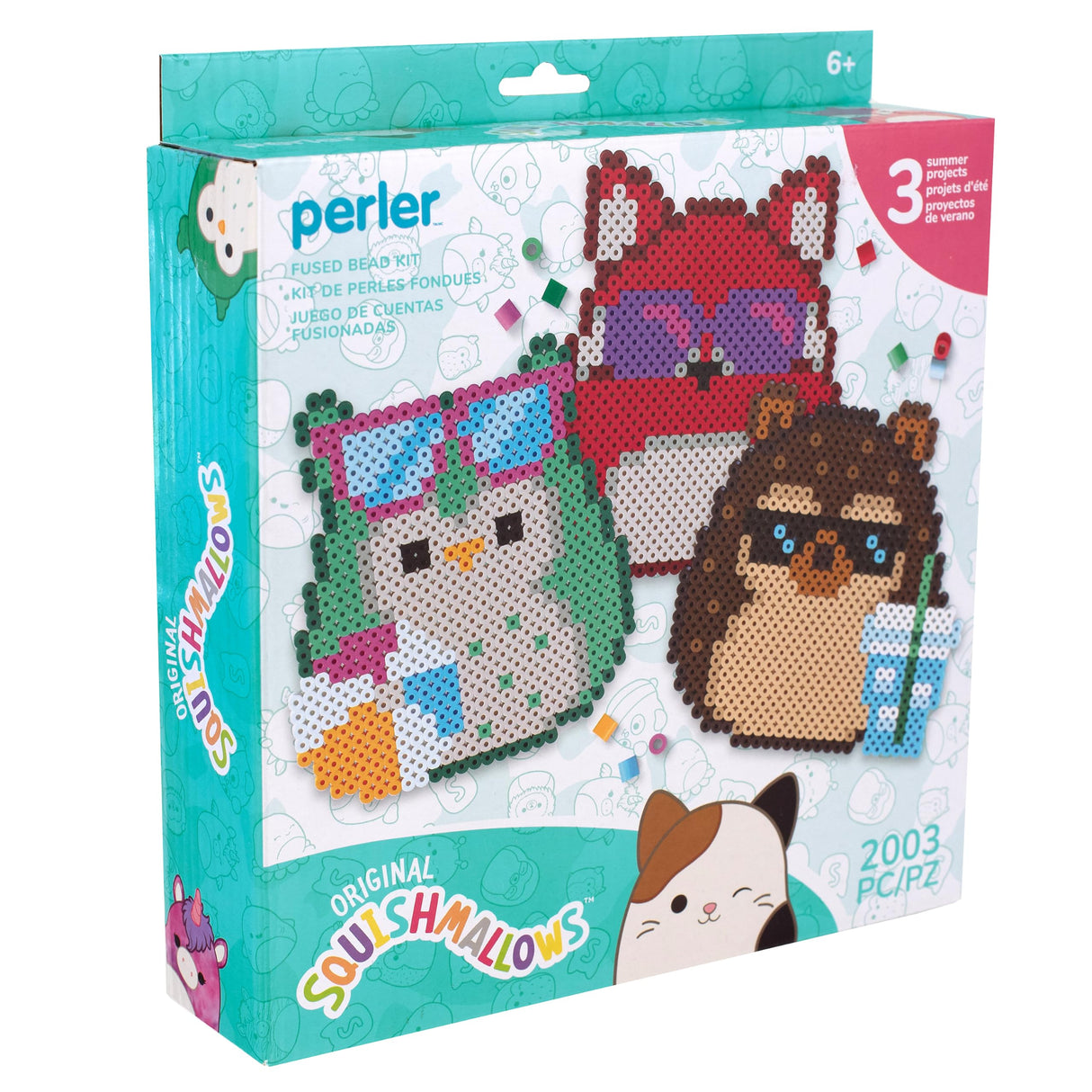 Perler 80-57134 Squishmallows Fused Bead Activity Kit with 3 Unique Projects, Multicolor, 2003 Pieces Perler