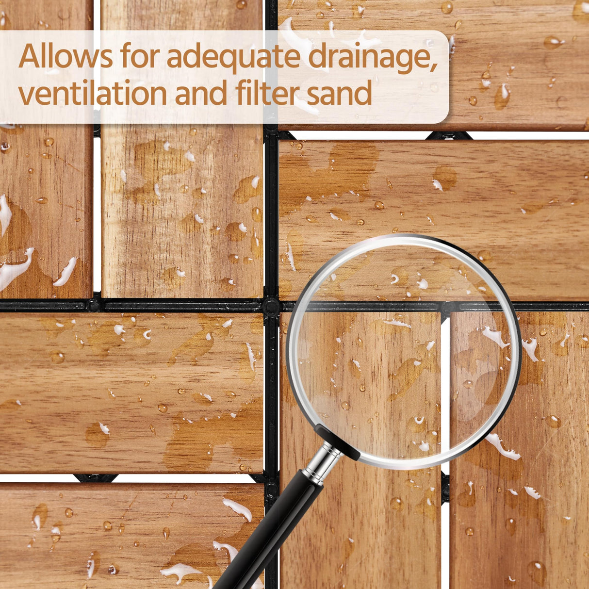 Yaheetech 10pcs Hardwood Interlocking Patio Deck Tiles Acacia Waterproof Wood Flooring Tiles for Patio Garden Poolside, 12'' x12'' Indoor Outdoor Use All Weather Yaheetech