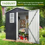 YADSUNY 6x4 FT Outdoor Storage Shed, Metal Garden Tool Shed with Updated Frame Structure, Lockable Doors and Windows, Ideal for Backyard Garden Patio Lawn, Grey YADSUNY